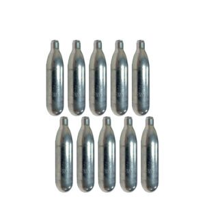 Group of ten CO2 cartridges displayed