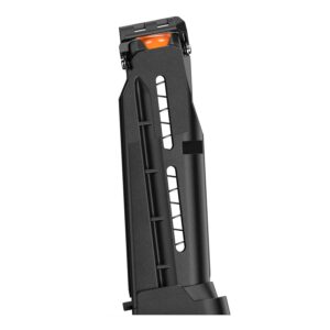 Black airsoft magazine close-up
