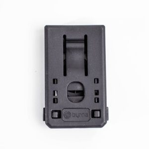 Black plastic clip on white background