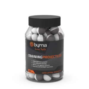 Training projectiles container with label