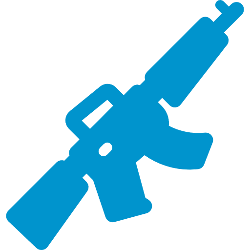 Stylized blue firearm silhouette