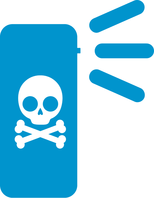 Skull on battery warning symbol